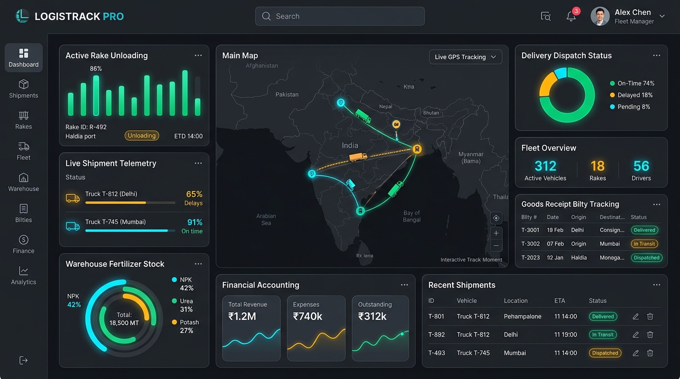 Shree Transport Corporation Logistics ERP Dashboard